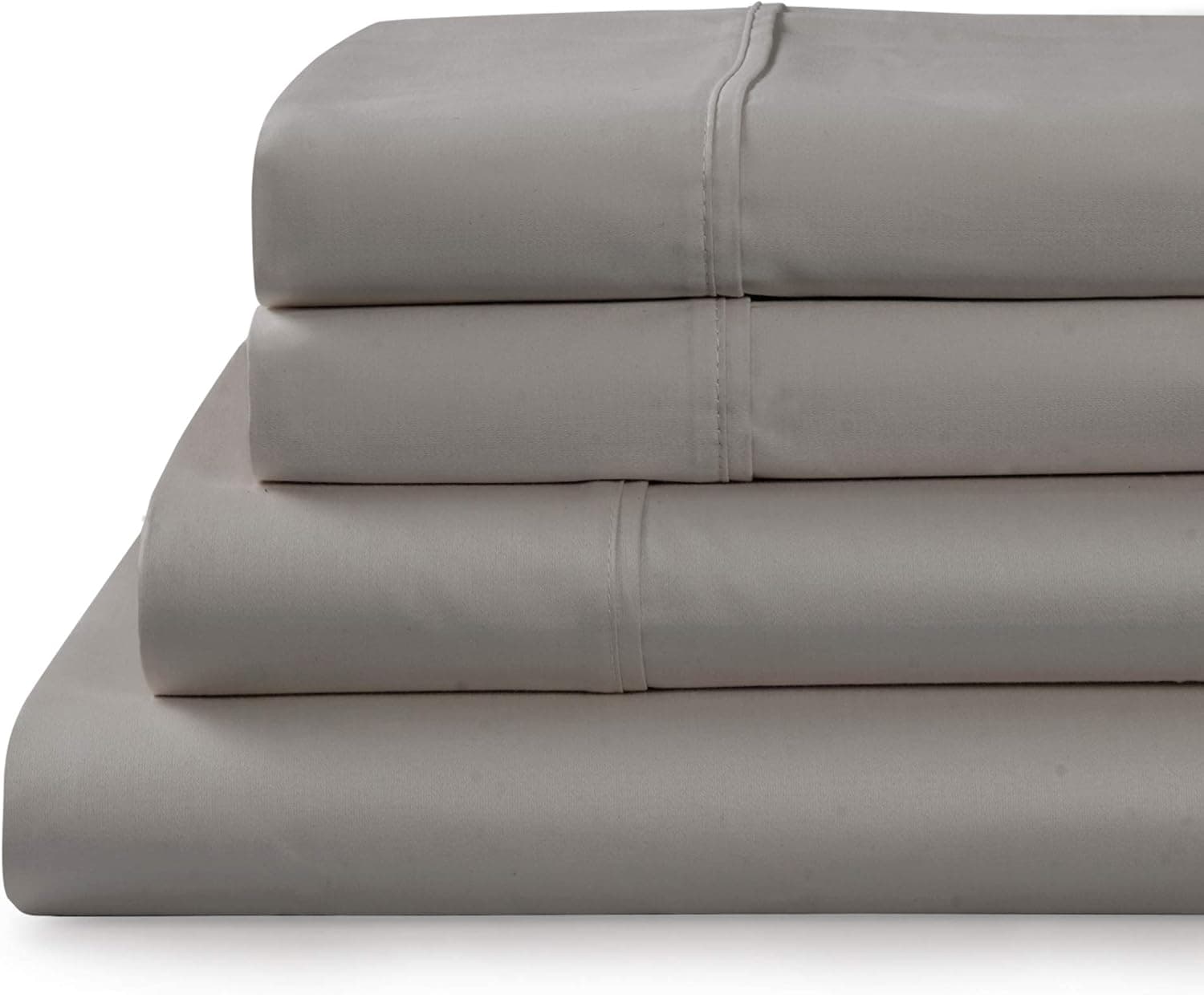 TRANQUIL NIGHTS - 500 Thread Count 100% Cotton Bed Sheet Set, 4-Piece Grey King Size Sheets, Soft & Silky Sateen Weave Luxury Bedding, Deep Pocket Sheets to Fit Upto 17" Mattress