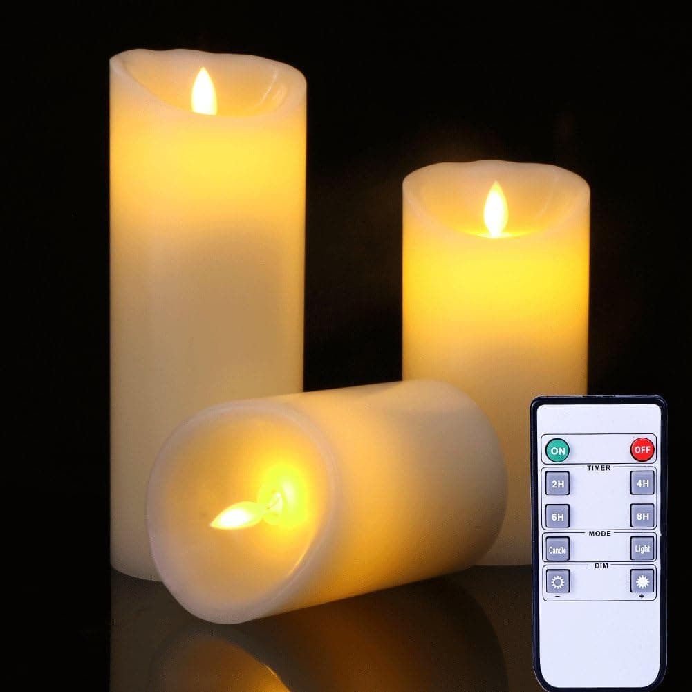 Flameless Candles Flickering Light High Pillar Real Smooth Wax for Gifts and Decoration (Set of 3)