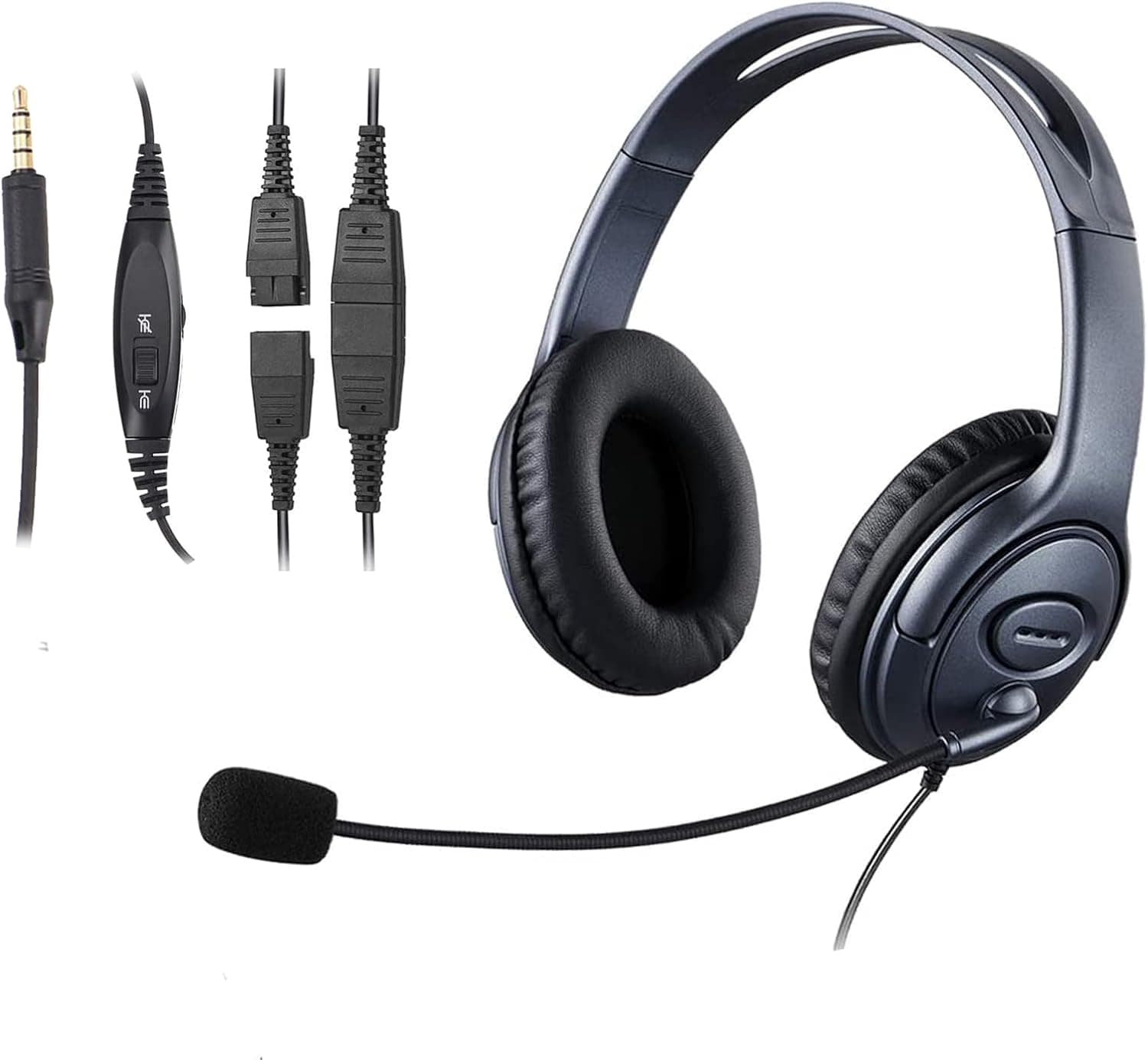 Jaracom Cell Phone Headset with Microphone Noise Cancelling & Call Controls 3.5mm Computer Headphones for PC Laptop Business Skype Softphone Call Center Classroom Home Office Clear Chat Ultra Comfort