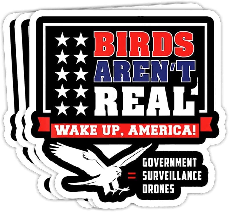 Chilli Purple Birds aren't Real Wake up America Government Surveillance Gift Decorations - 4x3 Vinyl Stickers, Laptop Decal, Water Bottle Sticker (Set of 3)