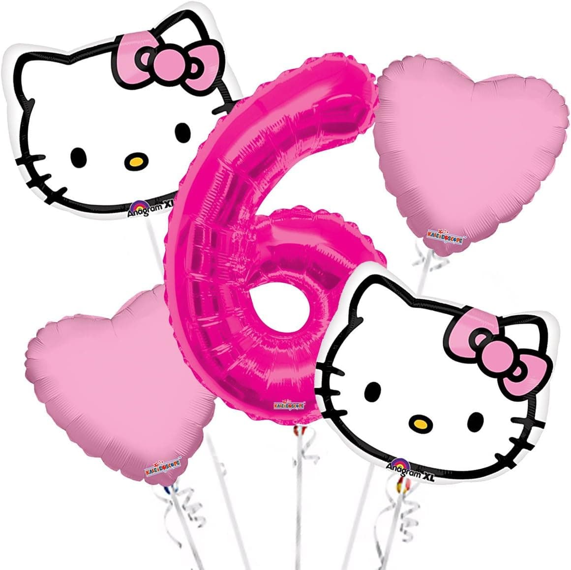 Hello Kitty Head Balloon Bouquet 6th Birthday 5 pcs - Party Supplies