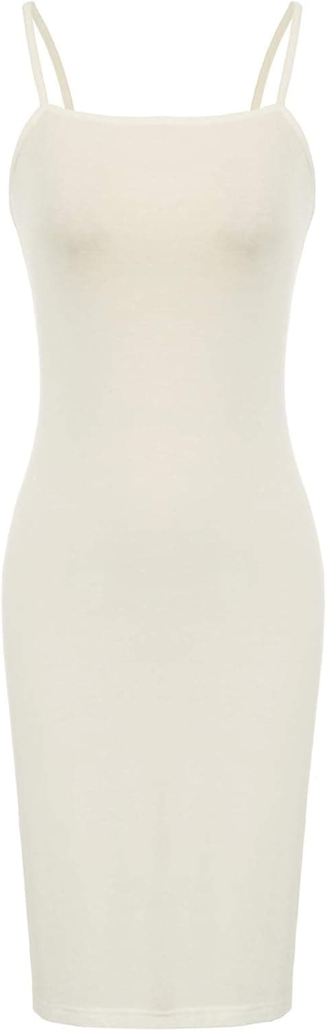 Kate Kasin Women Adjustable Spaghetti Underwear Cami Full Slip Maxi Dress