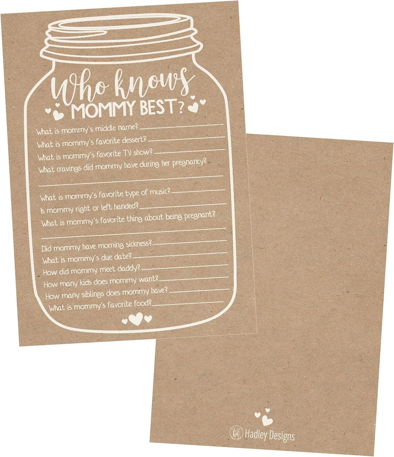 25 Rustic Mason Jar Baby Shower Games Ideas For Boys or Girls, Fun Party Activities Who Knows Mommy Best Gender Neutral Reveal New Parent Guessing Funny Questions Pack Kids, Mom, Dad and Coed Couples