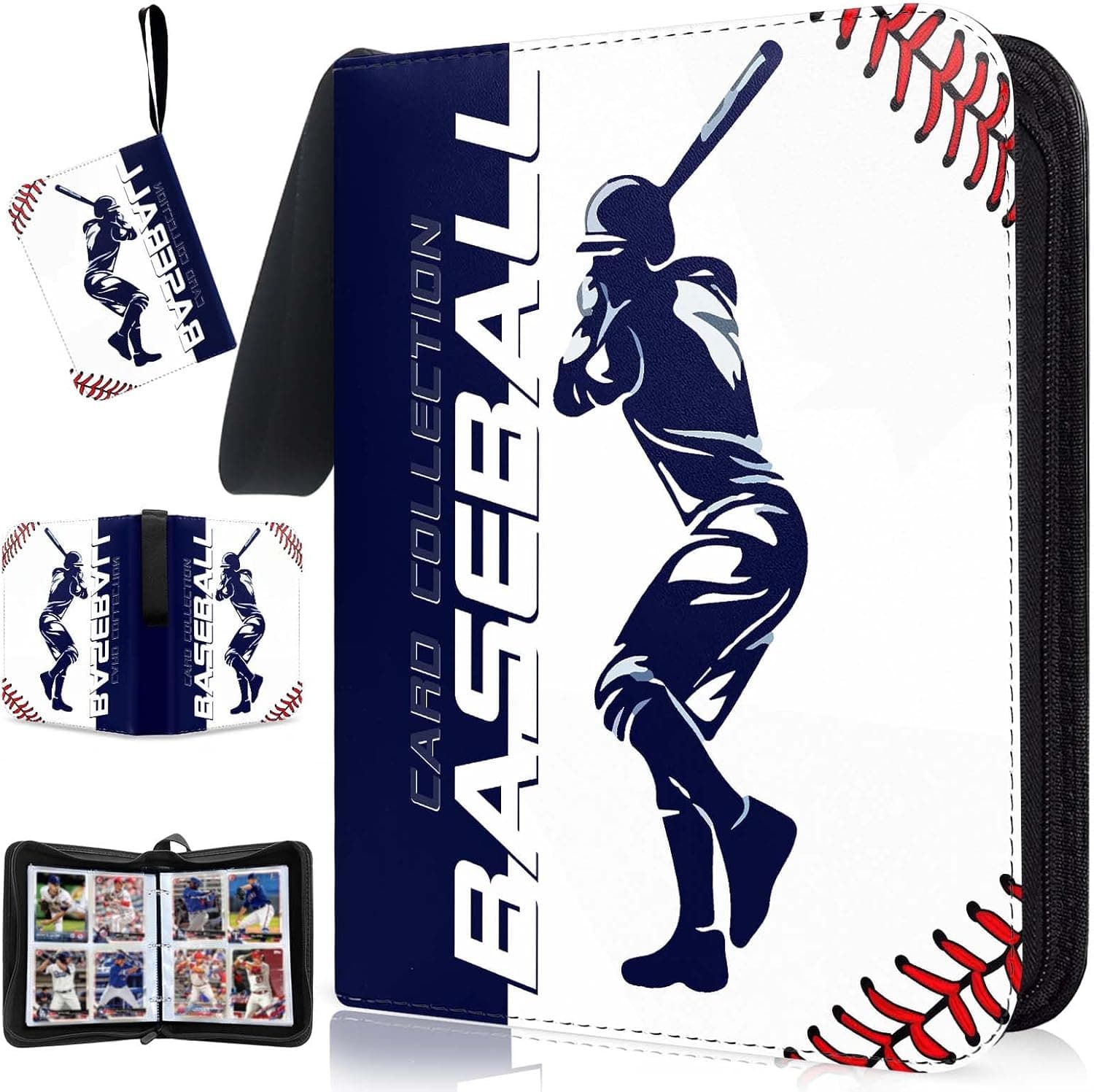 COARVXA 400 Cards Baseball Card Binder,4 Pocket with 400 Cards Trading Card Albums Sleeve Protectors,Card Storage Case Fits for Collecting Baseball,Hockey,Football,Basketball Or Gaming Trading Cards