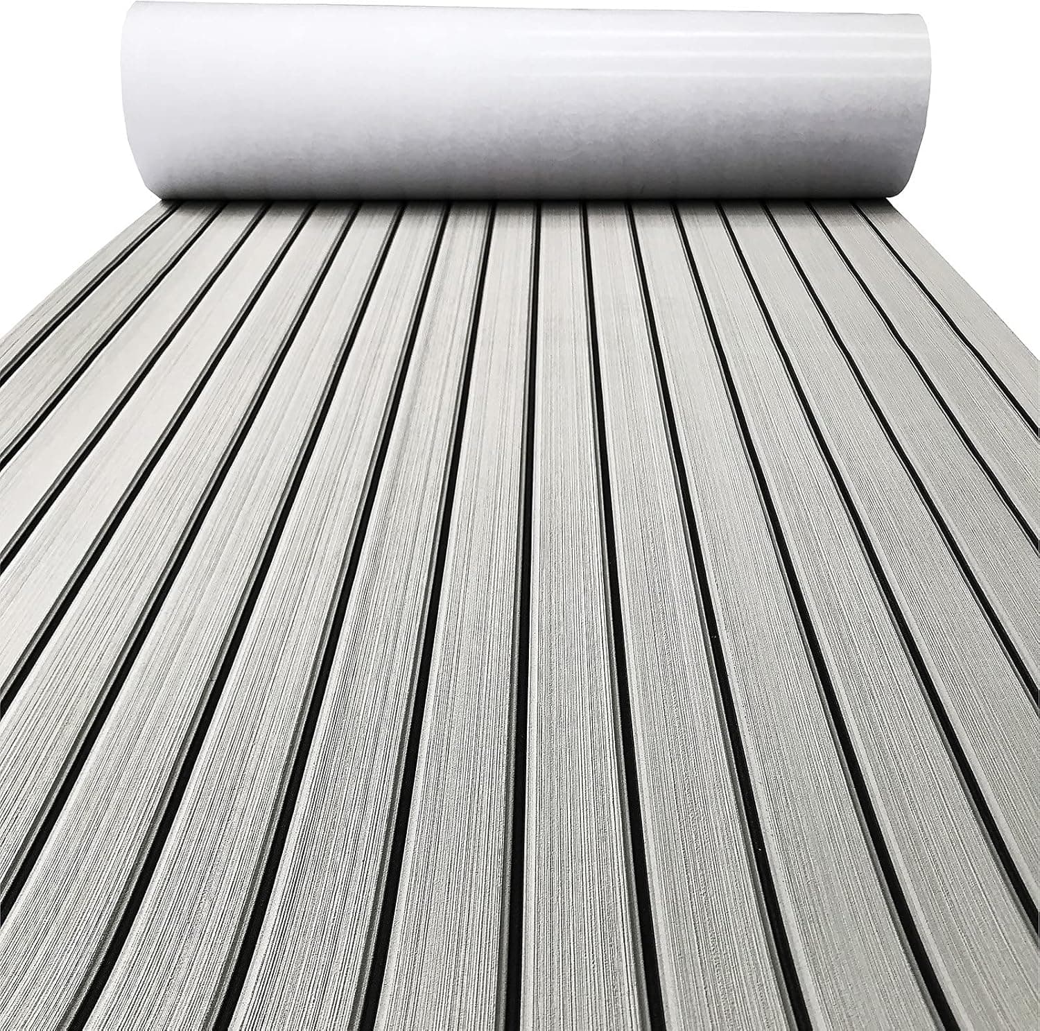 Boat Flooring EVA Foam Decking Sheet Faux Teak Marine Mat Marine Carpet Cooler Tops Seating Non-Slip Self-Adhesive Flooring Material for Motorboat RV Yacht Kayak Swimming Pool 94" x 44"/35"/23"/16"