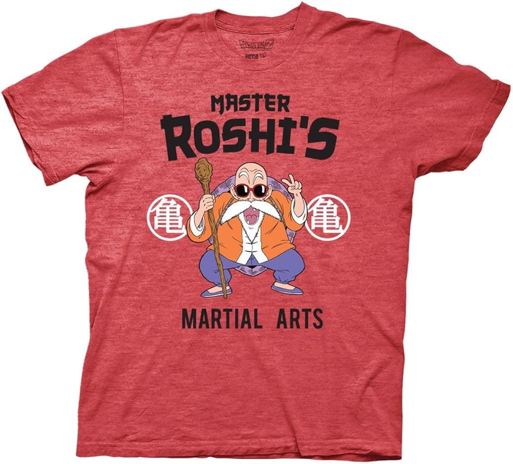Ripple Junction Dragon Ball Z Master Roshi's Dojo Adult T-Shirt Large Heather Red