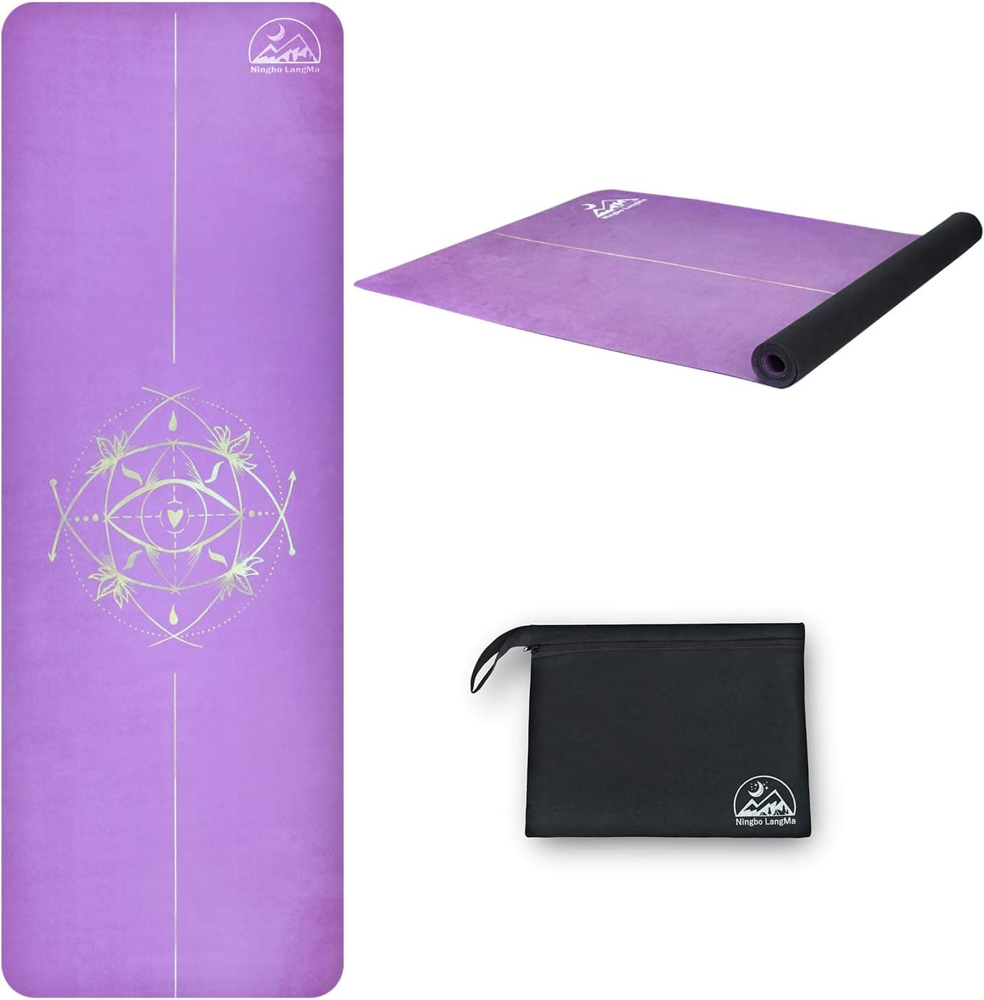 Yoga Mat Non Slip, 1/16 inch Pilates Fitness Mats with Alignment Marks, Anti-Tear Yoga Mats for Women, Exercise Mats for Home Workout with Carrying Bag