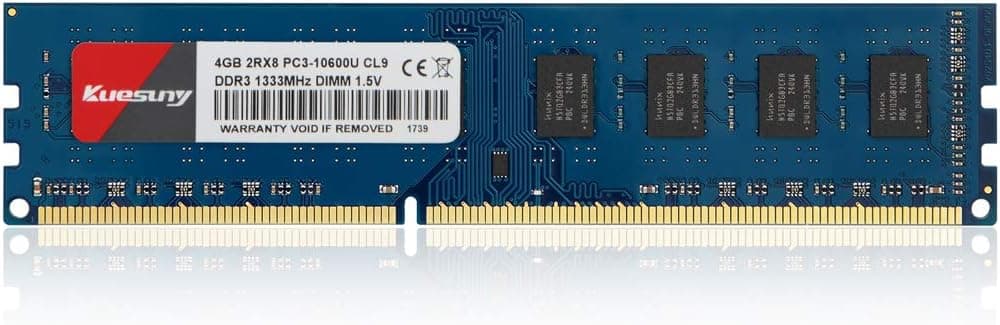 4GB DDR3 1333 Udimm RAM, Kuesuny PC3-10600/PC3-10600U 1.5V CL9 240 Pin Non-ECC Unbuffered Desktop Memory Modules(Blue)
