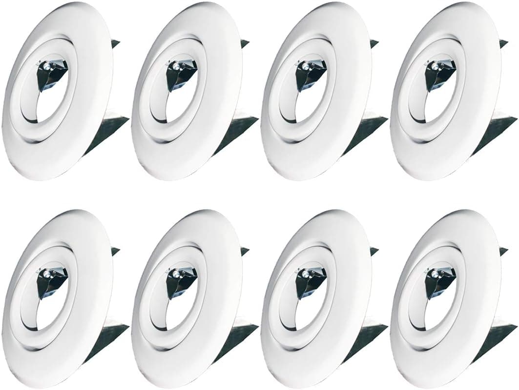 LUMINOSUM 4 Inch Recessed Gimbal Trim, Fits 4 Inch Recessed Can Housing, Compatible with PAR20 Bulbs, White Color, 8-Pack