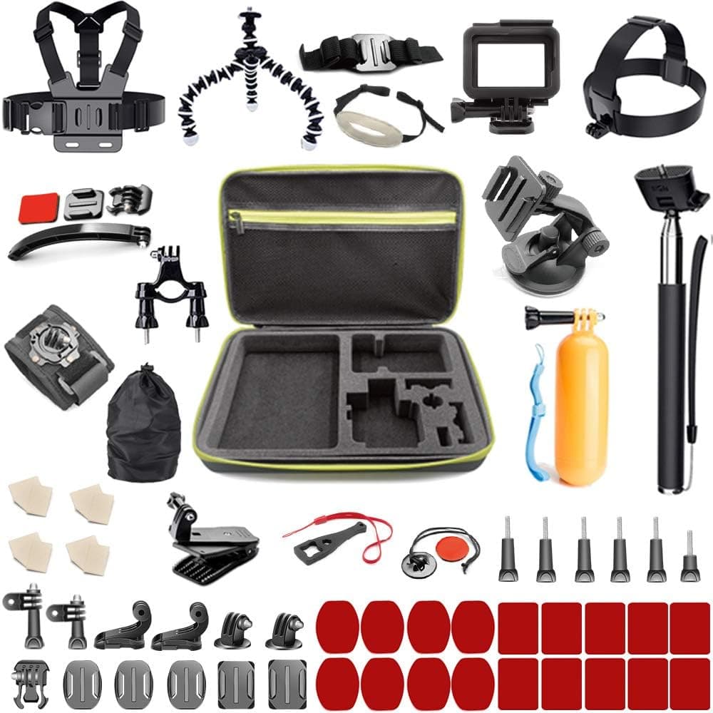 Asobeage 65-in-1 Accessories Kit for Hero 7,Hero 4,5,6,Session,Black,Hero 2018,Fusion,Head Strap Bike Car Backpack Clip Mount for AKASO Yi APEMAN VIVITAR SJCAN XIAOMI DBPOWER EK5000 EK700