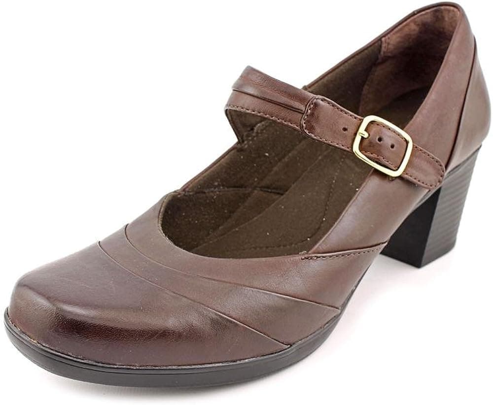Clarks Women's Scheme Day Brown Leather Bendable Maryjane Pump - M - 8.5
