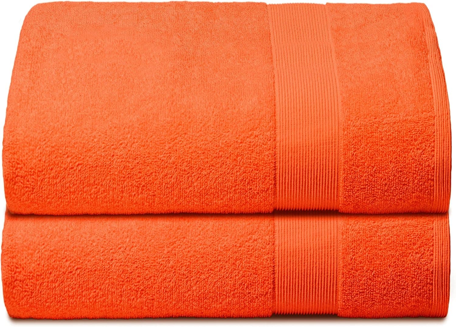 Belizzi Home Premium Cotton Oversized 2 Pack Bath Sheet 35x70 - 100% Pure Cotton - Ideal for Everyday use - Ultra Soft & Highly Absorbent - Machine Washable - Orange