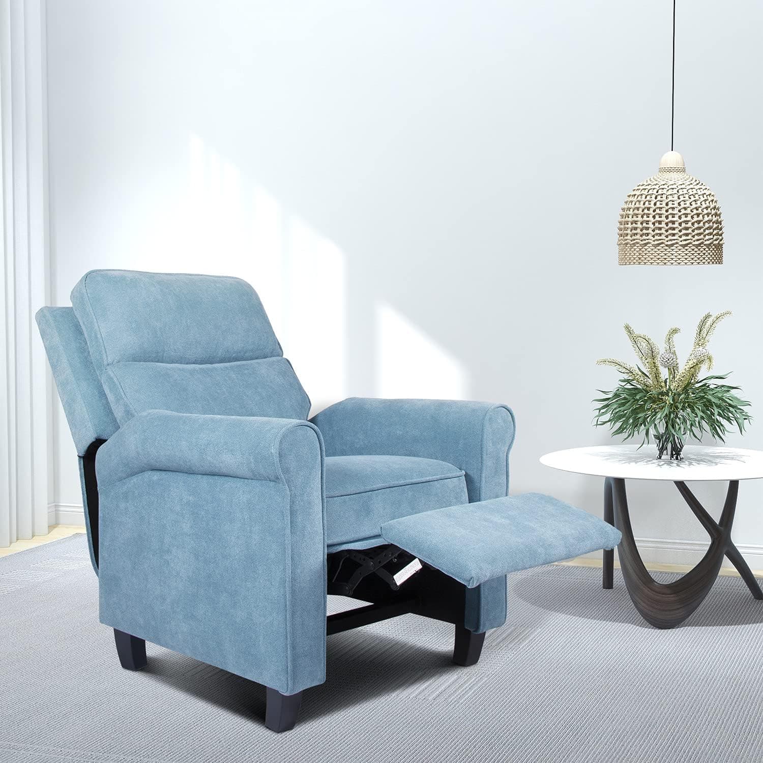 SMUG Living Room Chair Fabric Push Back Single Reclining Sofa Theater Seating Indoor Lounge Furniture for Bedroom, and Other Home Spaces, Blue