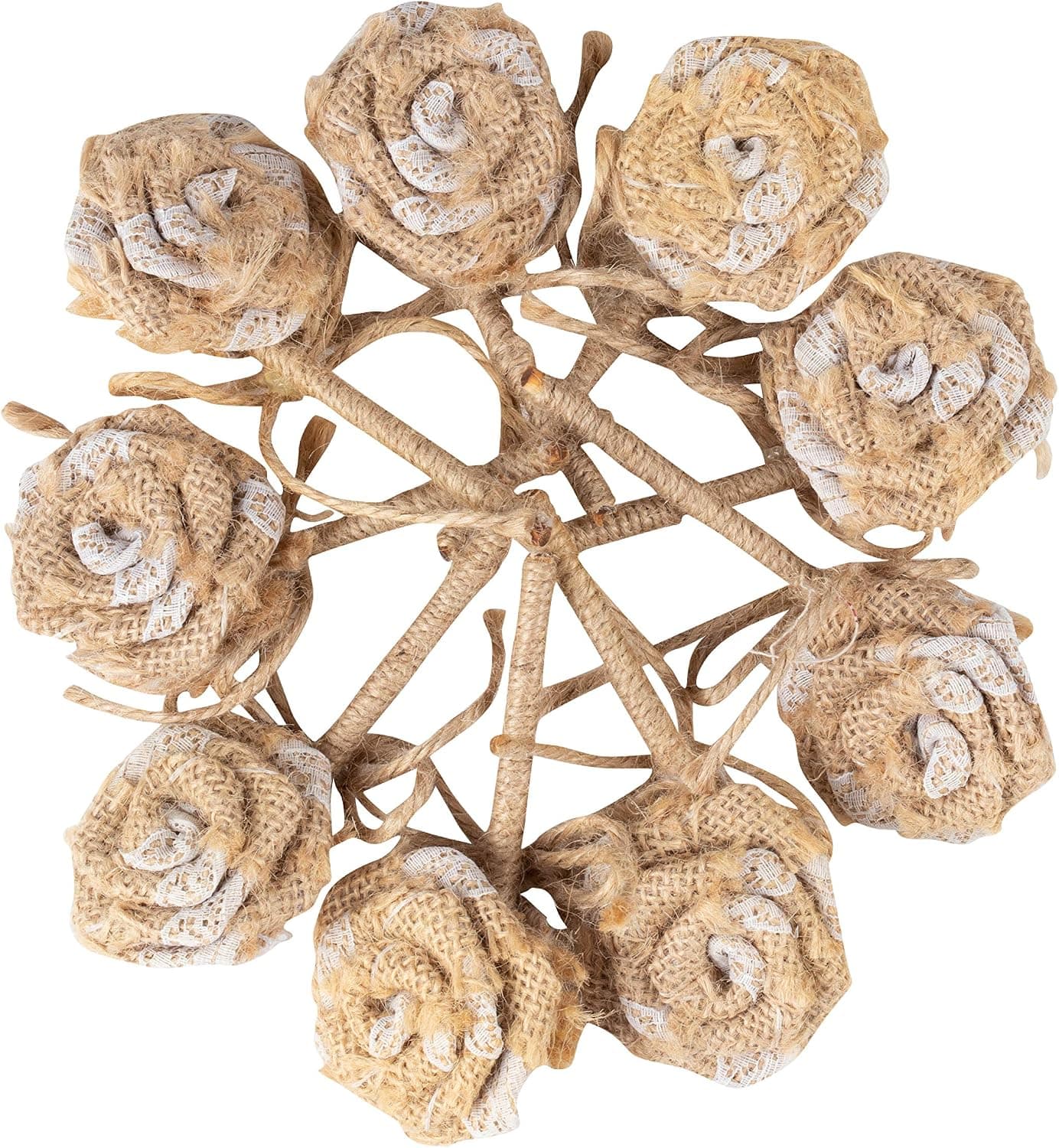 Genie Crafts 9-Count Burlap Flower Rustic Boutonniere Corsage for Wedding, 2 x 3.7 Inches
