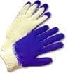 Cotton Knit Glove with Dipped Blue Rubber on One Side (Sold by Dozen) - Size Womens