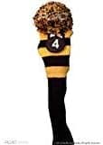 Majek #4 Hybrid Rescue Utility Black & Yellow Golf Headcover Knit Pom Pom Retro Classic Vintage Head Cover