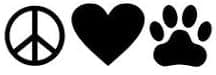 Chase Grace Studio Dog Paw Print Peace Sign Heart Dogs Vinyl Decal Sticker|Black|Cars Trucks Vans SUV Laptops Wall Art|7.5" X 2.5"|CGS715