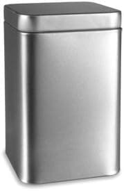 Aluminum Tea Tin 4.3" Tall Square w/Slip Lid