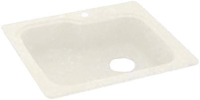 Swanstone KS03322SB.059 Solid Surface 1-Hole Drop in Single-Bowl Kitchen Sink, 33-in L X 22-in H X 10-in H, Tahiti Ivory