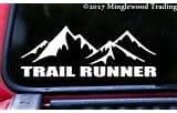 White - Trail Runner Vinyl Decal - Running 5K 10K 13.1 26.2 Marathon - Die Cut Sticker - 8w x 3h inches