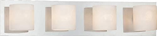 Eurofase 20380-021 Geos Opal White Glass Cylinder Bath Vanity Wall Mount, 4-Light 240 Total Watts, 5"H x 25"W, Chrome