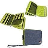 BUBM Large Double Layer Electronics Accessories Bag Travel Gear Organizer Phone Charger Cable Storage Bag (Blue&Green)