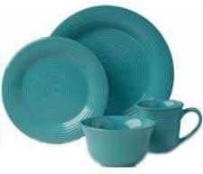 Certified International Metro 16-Piece Dinnerware Set, Aqua, Set of 4