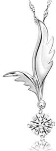 18K White Gold Plated Spread your Wings White Crystal Pendant Necklace