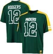 Majestic Athletic Aaron Rodgers Green Bay Packers Hashmark Green Jersey T-Shirt