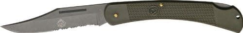 Puma Knives 77352020 Part Serrated Bead Blast Tec Large Lightweight Lockback Knife with Checkered Olive Drab Composition Handles