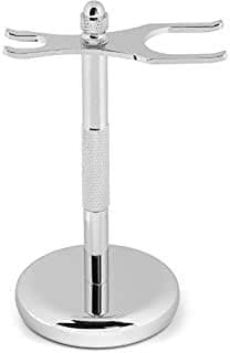 G.B.S Classic Deluxe Stainless Steel Brush and Razor Stand, Properly Store Brush and Razor Prolong Shaving Tools Non Slip Well Balanced Convenient Choice Extra Grip