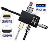 USB C HUB Adapter USB 3.0 Type C HUB USB-C with Power Delivery for Charging HDMI 4K HDTV Output SD Card Reader 2 SuperSpeed USB 3.0 Ports for New Apple MacBook 2016 Pro Mac PC Laptop OTG (Black)