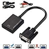 VGA to HDMI, Urgod VGA Male to HDMI Female Adapter with 1080P HD Video Converter Cord with 3.5mm Audio Cable & USB Power Cable for Old PC to New TV/Monitor/Projector with HDMI