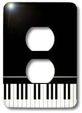 3dRose Lsp_112947_6 Black Piano Edge - Baby Grand Keyboard Music Design for Pianist Musical Player and Musician Gifts 2 Plug Outlet Cover