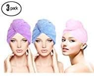 ForNeat Hair Wrap Towel Hair Turban,Fast Drying Hair Towels for Women,Microfiber Hair Towel with Buttons, Bath Hair Cap(Purple+Pink+Blue)