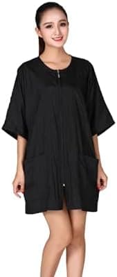 JORCEDI Barbers Uniform Apron Pockets Short Sleeve Zipper Waterproof Hairdresser Cape For Hair Treatment - Cutting/Coloring/Perming
