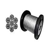 304 Stainless Steel Cable Wire Rope 5/32" 7x19-25, 50, 100, 250, 500 & 1000 ft (500ft Reel)