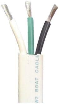 14/3 AWG Triplex Tinned Marine Wire, Black/Green/White 50 Feet