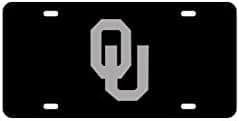 WinCraft Oklahoma, University of Ou Silver Bkgd Black L012897 Crystal Mirror License Plate