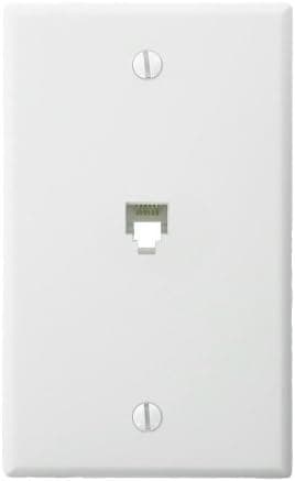 Leviton 4625B-46W 6P6C Screw Terminals, Standard Telephone Wall Jack, White