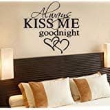 Pocciol Wall Stickers, Lovely Always Kiss Me Goodnight Home Decor Wall Sticker Decal Bedroom Vinyl Art Mural (Black)