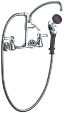 Chicago Faucets 509-GCLCP Wall Mount Pot Filler with Adapta Pre-Rinse Spray Faucet, Chrome