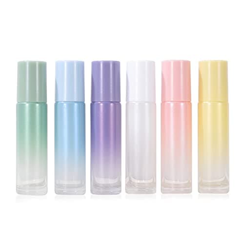 esperazan Essential Oil Roller Bottles,10ml Roll on bottle with Stainless Steel Balls, 24Pack Portable Refillable Clear Perfume Sample Bottles, Opener and Dropper included (24PACK Candy colors)