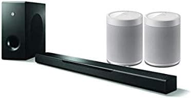 Yamaha MusicCast BAR 400 Sound Bar with Wireless Subwoofer and Two MusicCast 20 Wireless Speaker, White