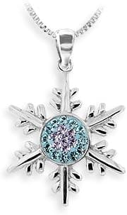 Ashley Arthur .925 Silver Multi Color Crystal Snowflake Pendant Made with Swarovski Elements