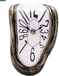 FAREVER Melting Clock, Salvador Dali Watch Melted Clock for Decorative Home Office Shelf Desk Table Funny Creative Gift, Arab Antique Gold