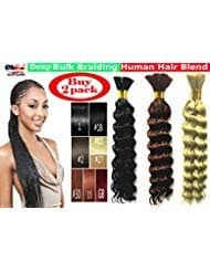 #1 Best Seller Deep Bulk Braiding Hair, Human Hair blend, Micro Braids, Hot Selling, Length 18", 2 PACKS Color #4 Chocolate Brown