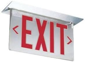 Lithonia Lighting EDGR-1-RMR-EL-M4 Emergency EDGR Series Single Face LED Edge-Lit Exit Sign Brushed Aluminum Housing Red Letter 120/277 Volt