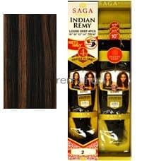 Saga Indian Remy - Long Loose Deep 4 PCS (Wet & Wavy) (P1B/30 - OFF BLACK/MED AUBURN)