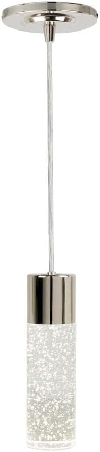 Style Selections Dunwynn 2.75-in Polished Nickel Mini Seeded Glass Cylinder LED Pendant